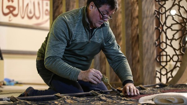 مرمت پرده قدیمی خانه کعبه در ترکیه