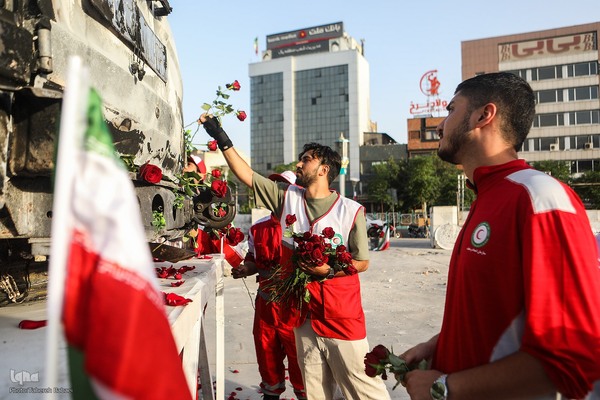 گلباران آمبولانس هدف‌قرارگرفته شده توسط رژیم صهیونیستی در میدان هفت‌تیر