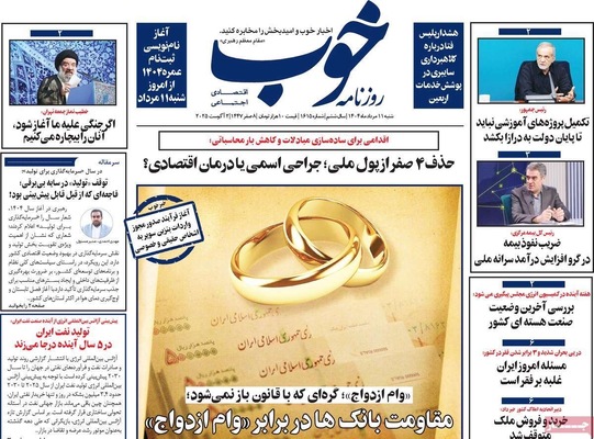 صفحه نخست روزنامه‌های شنبه ۱۱ مرداد ۱۴۰۴